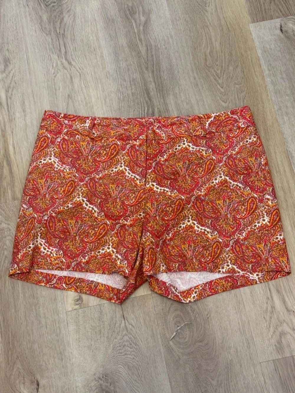 Talbots Paisley Print Tapestry Shorts in Red-Orange